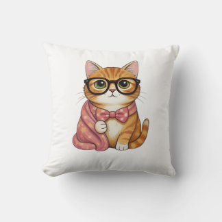 Nerdy Sinaasgele Kat Met Dasje T-shirt Kussen