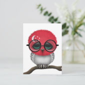 Nerdy Singapore Baby Owl Chic Briefkaart (Staand voorkant)