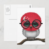 Nerdy Singapore Baby Owl Chic Briefkaart (Voorkant / Achterkant)