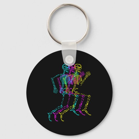 Nerdy Skeleton Bones Labeled Funny Halloween Human Sleutelhanger (Voorkant)