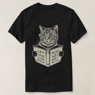 Nerdy Tabby Kat Bril Leest Boek Kunst T-shirt