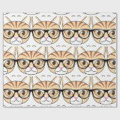 Nerdy Tabby Kat met Bril Cadeaupapier (Vlak)