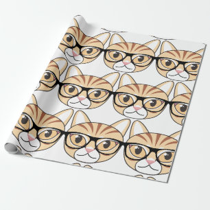 Nerdy Tabby Kat met Bril Cadeaupapier
