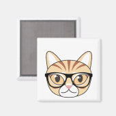 Nerdy Tabby Kat met Bril Magneet (Voorkant / Achterkant)