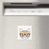 Nerdy Tabby Kat met Bril Magneet (Insitu (Vaatwasser))