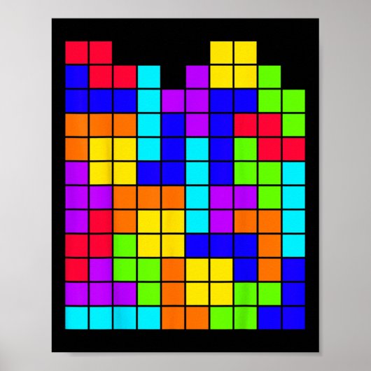 Nerdy Tetrominoes Block Puzzle Video Game Math Tea Poster (Voorkant)