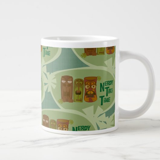 Nerdy Tiki Time Retro Art Slogan Patroonontwerp Grote Koffiekop (Rechts)