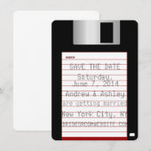 Nerdy Trouw Save The Date Floppy Disk Kaart (Voorkant / Achterkant)