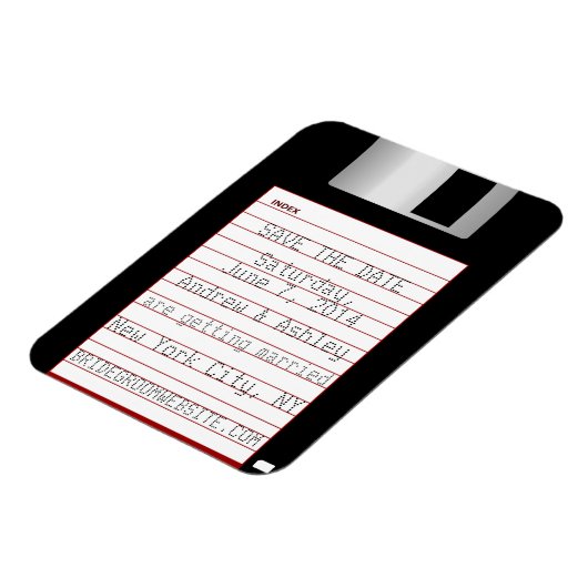 Nerdy Trouwdag Save The Date Floppy Disk Magneet (Linkerzijde)
