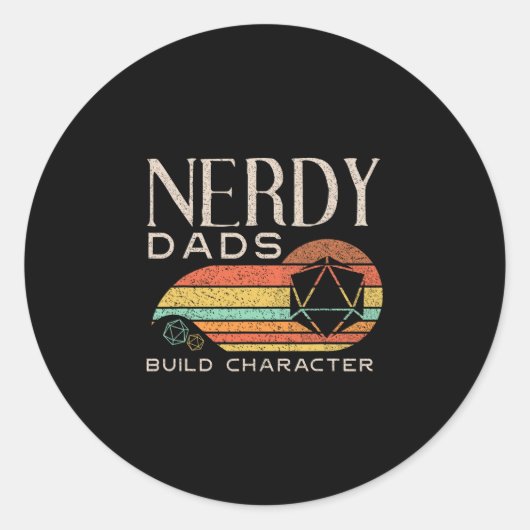 Nerdy vaders bouwen karakter Funny Rpg-gaming D20 Ronde Sticker (Voorkant)