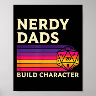 Nerdy vaders bouwen karakter, retro tabletop RPG d Poster