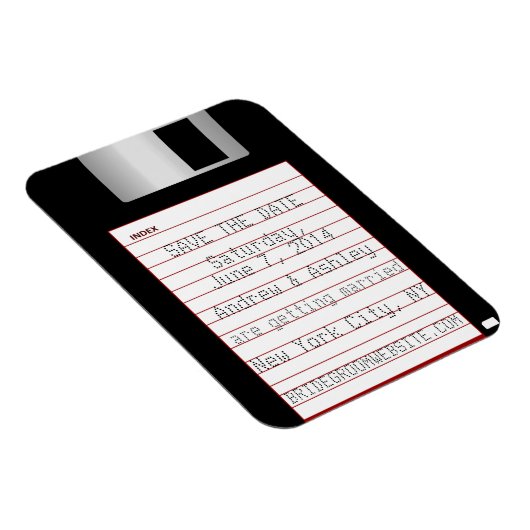 Nerdy Wedding Save the Date Floppy Disk Magneet (Rechterzijde)