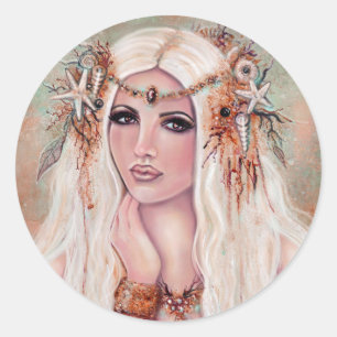 Nereides nymph mermaid art door Renee Lavoie Ronde Sticker