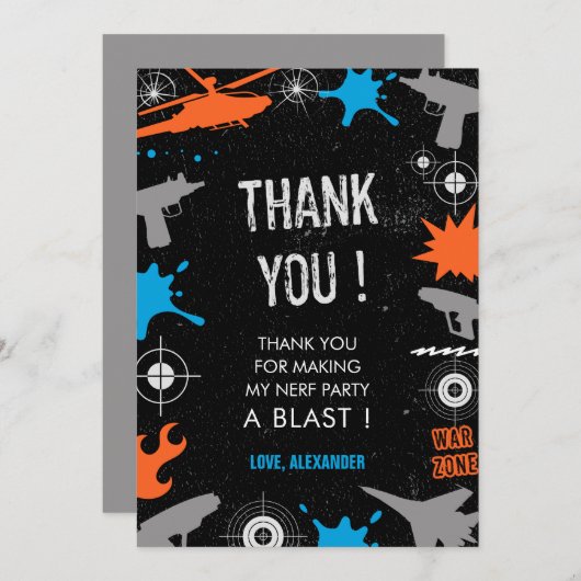 Nerf verjaardagdank u kaart pistool water dart oor (Voorkant / Achterkant)