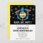 Nerf verjaardagsuitnodigingen dart oorlog leger pi kaart (Voorkant / Achterkant)