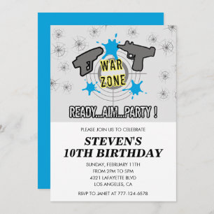 Nerf verjaardagsuitnodigingen Dart Water Pistool b Kaart