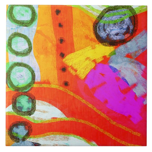 Nergens Abstract digitaal schilderen Tegeltje (Voorkant)