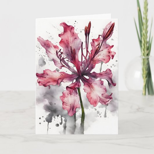 Nerine - Waterverf bloemen Kaart (Voorkant)