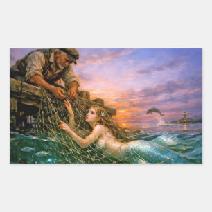 Nerithea en de Morele Vangst - De Vissersdilemma Rechthoekige Sticker