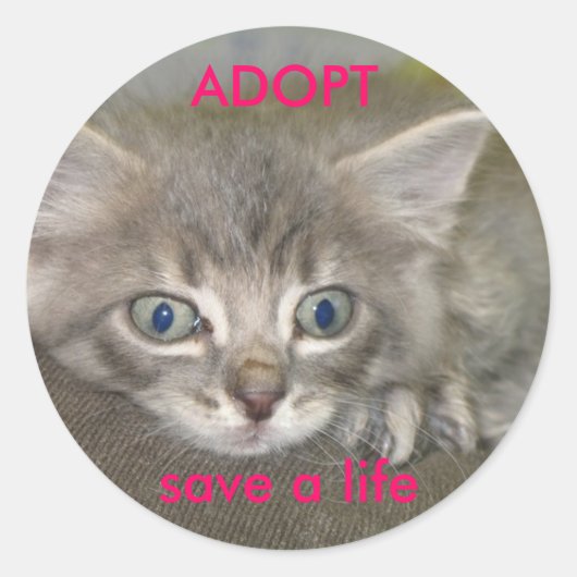 nermil, red een leven, ADOPTEER Ronde Sticker (Voorkant)