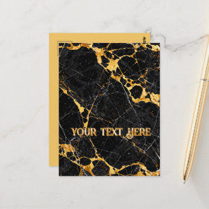 Nero Portoro Luxe Zwart Goud Marmer Design Briefkaart