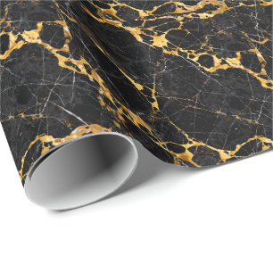 Nero Portoro Luxe Zwart Goud Marmer Design Cadeaupapier