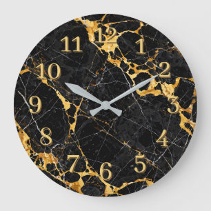 Nero Portoro Luxe Zwart Goud Marmer Design Grote Klok