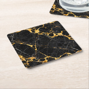 Nero Portoro Luxe Zwart Goud Marmer Design Kartonnen Onderzetters