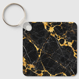 Nero Portoro Luxe Zwart Goud Marmer Design Sleutelhanger