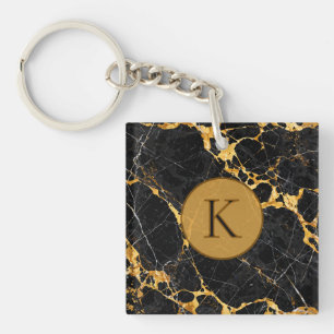 Nero Portoro Luxe Zwart Goud Marmer Design Sleutelhanger