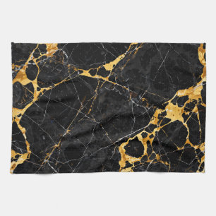 Nero Portoro Luxe Zwart Goud Marmer Design Theedoek