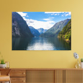 Neroyfjord Schilderachtig landschapshellingen berg Canvas Afdruk (Insitu (Woonkamer))