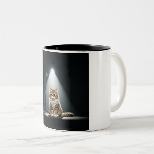 Nerveuze Cat Open Mic Two-Tone Mok (Voorkant rechts)