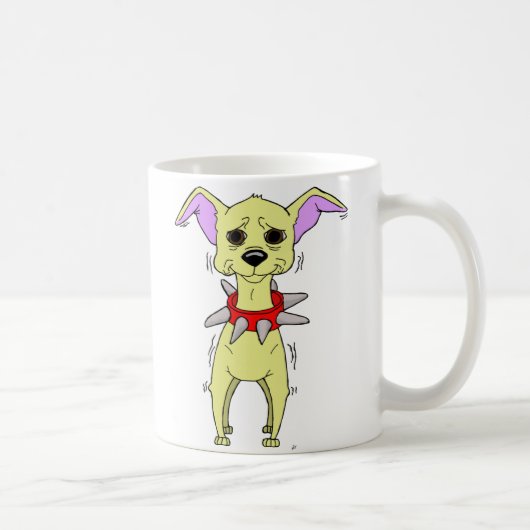 Nervous Chihuahua Cartoon Koffiemok (Rechts)