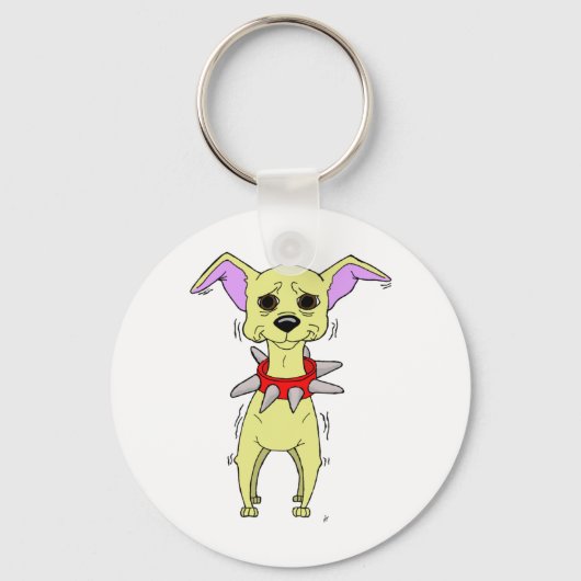 Nervous Chihuahua Cartoon Sleutelhanger (Voorkant)