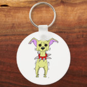 Nervous Chihuahua Cartoon Sleutelhanger (Voorkant)