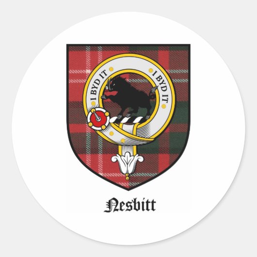 Nesbitt Clan Crest Badge Tartan Ronde Sticker (Voorkant)