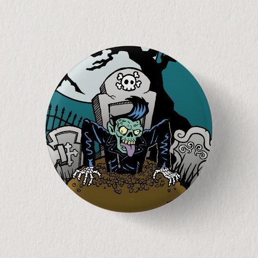 Ness Rockabilly Zombie Ronde Button 3,2 Cm (Voorkant)