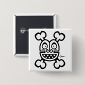 NESS SKULL en BOT LOGO Vierkante Button 5,1 Cm (Voorkant /achterkant)