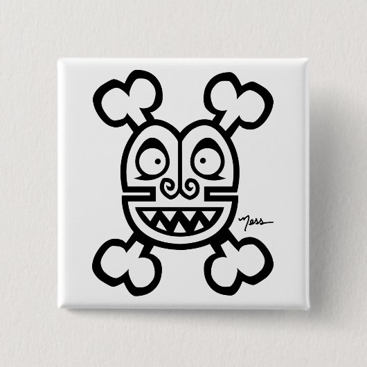 NESS SKULL en BOT LOGO Vierkante Button 5,1 Cm (Voorkant)