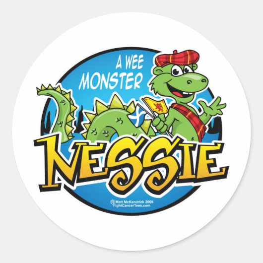 Nessie: Een klein monster Ronde Sticker (Voorkant)