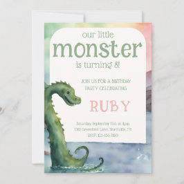Nessie Little Monster Verjaardagsuitnodiging Kaart
