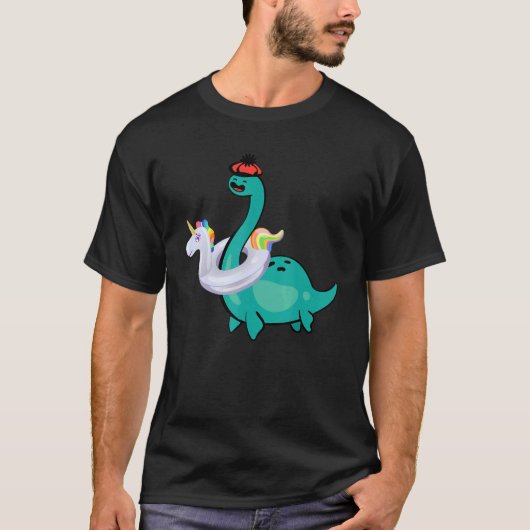 Nessie Unicorn Pool Inflatable Loch Ness Monster T-shirt (Voorkant)