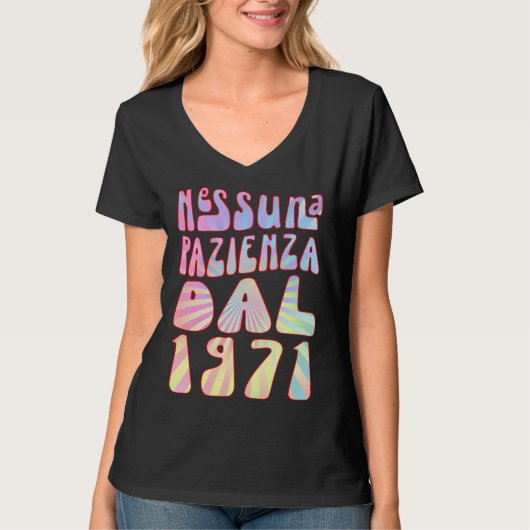 Nessuna Pazienza Dal 1971 52 Ani Compleanno Retrò  T-shirt (Voorkant)