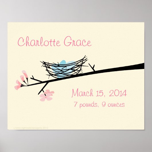 Nest and Blossom Personalized Nursery Poster (Voorkant)