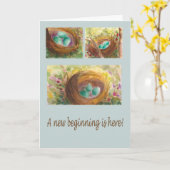 Nest blue eggs Robin's nest spring new beginnings Kaart (Gele Bloem)