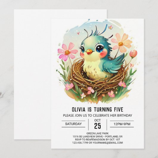 Nest Bohemian Vogel Verjaardag Kaart (Voorkant / Achterkant)