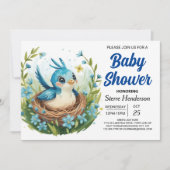 Nest Bohemian Whimsical Bird Boy Baby shower Kaart (Voorkant)