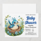 Nest Bohemian Whimsical Bird Boy Baby shower Kaart (Voorkant / Achterkant)