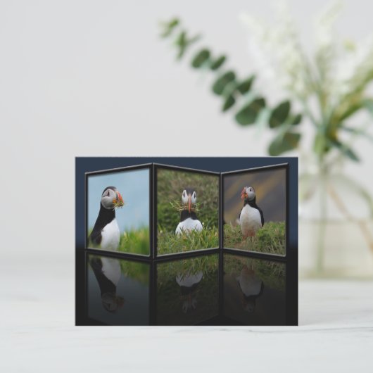 Nest Building Puffin Briefkaart (Staand voorkant)